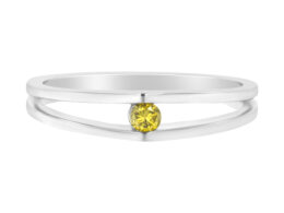 10K White Gold Treated Yellow Diamond Promise Ring (1/10 Cttw, Yellow Color, I2-I3 Clarity) - Size 6