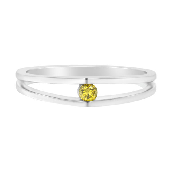 10K White Gold Treated Yellow Diamond Promise Ring (1/10 Cttw, Yellow Color, I2-I3 Clarity) - Size 7