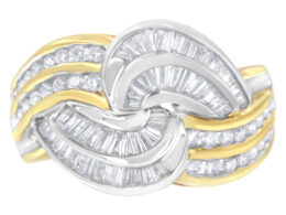 10KT Two-Toned Gold Diamond Bypass Ring (1 cttw, H-I Color, SI1-SI2 Clarity)