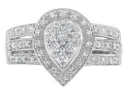 10K White Gold Diamond Cocktail Teardrop Ring (1/2 Cttw, H-I Color, SI2-I1 Clarity) - Size 7