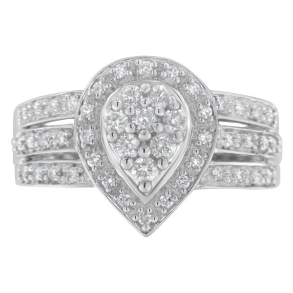 10K White Gold Diamond Cocktail Teardrop Ring (1/2 Cttw, H-I Color, SI2-I1 Clarity) - Size 7