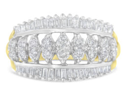 10KT Two-Tone Gold Diamond Cluster Band (1 cttw, I-J Color, I1-I2 Clarity)