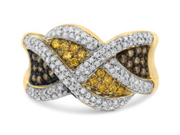 14K Yellow Gold 3/4 Cttw Champagne, Yellow and Round-Cut Diamond Ring (I-J Color, I2-I3 Clarity) - Size 7