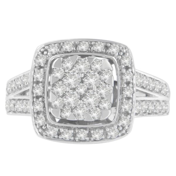 10K White Gold Diamond Cluster Ring (1 Cttw, H-I Color, SI2-I1 Clarity) - Size 7