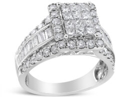 14K White Gold 2.00 Cttw Composite Head with Halo and Side Stones Diamond Ring (H-I Color, SI1-SI2 Clarity) - Ring Size 7