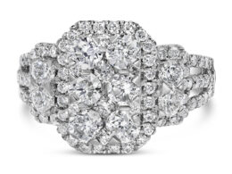 14K White Gold 2 1/4 Cttw Diamond Cocktail Cluster Ring (G-H Color, SI2-I1 Clarity) - Size 7