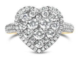 14K Yellow Gold 1 1/2 Cttw Diamond Heart Shaped Composite Ring (H-I Color, SI2-I1 Clarity) - Ring Size 7