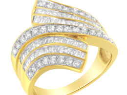 10K Yellow Gold Diamond Bypass Ring (1 1/7 Cttw, I-J Color, I1-I2 Clarity) - Size 10