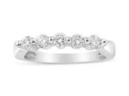 14K White Gold 1/2 Cttw Round-Cut 5-Stone Diamond Ring (H-I Color, SI1-SI2 Clarity) Size 7
