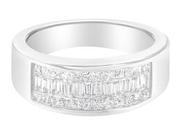 14K White Gold Princess and Baguette-cut Diamond Ring (1.0 Cttw, H-I Color, VS2-SI1 Clarity) - Size 6