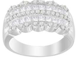 14K White Gold 1 1/7ct. TDW Round and Princess-Cut Diamond Ring(H-I, SI2-I1)