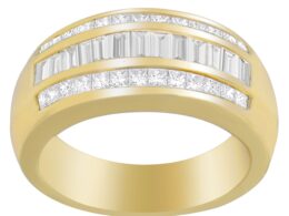 14K Yellow Gold 1ct. TDW Princess and Baguette-Cut Diamond Ring(H-I, SI1-SI2)