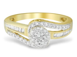 10K Yellow Gold Diamond Cluster Ring (1/2 Cttw, I-J Color, I2-I3 Clarity) - Size 6