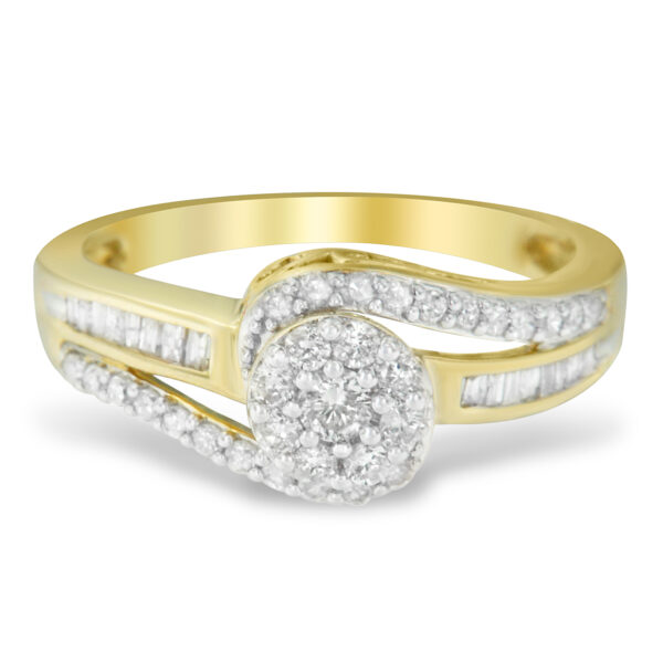 10K Yellow Gold Diamond Cluster Ring (1/2 Cttw, I-J Color, I2-I3 Clarity) - Size 8