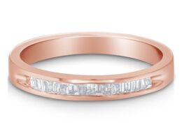 10K Rose Gold over .925 Sterling Silver 1/5 Cttw Diamond Channel-Set Stackable Band Ring (H-I Color, I1-I2 Clarity) - Size 6 3/4