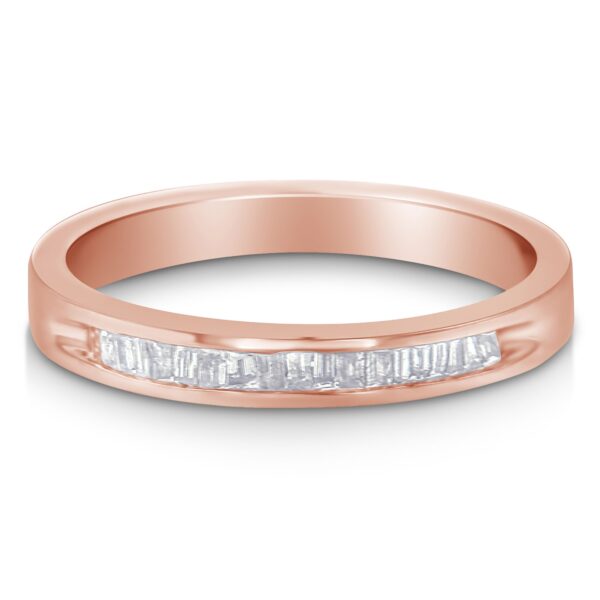 10K Rose Gold over .925 Sterling Silver 1/5 Cttw Diamond Channel-Set Stackable Band Ring (H-I Color, I1-I2 Clarity) - Size 7