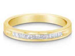 10K Yellow Gold over .925 Sterling Silver 1/5 Cttw Diamond Channel-Set Stackable Band Ring (H-I Color, I1-I2 Clarity) - Size 6 3/4