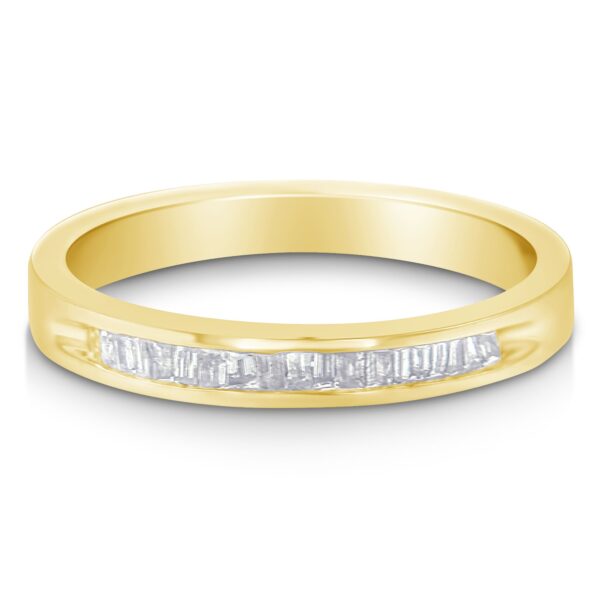 10K Yellow Gold over .925 Sterling Silver 1/5 Cttw Diamond Channel-Set Stackable Band Ring (H-I Color, I1-I2 Clarity) - Size 7