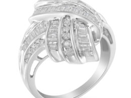 .925 Sterling Silver Diamond Bypass Cocktail Ring (1 Cttw, I-J Color, I2-I3 Clarity) - Size 6