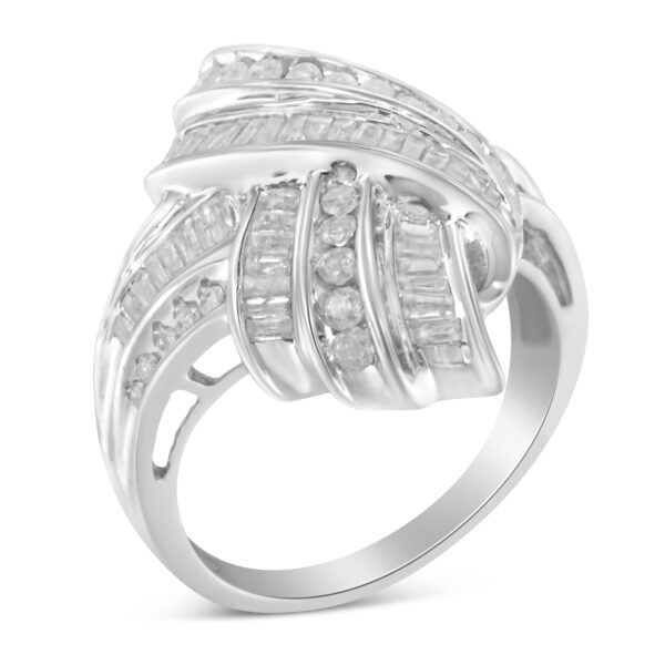 .925 Sterling Silver Diamond Bypass Cocktail Ring (1 Cttw, I-J Color, I2-I3 Clarity) - Size 6-3/4