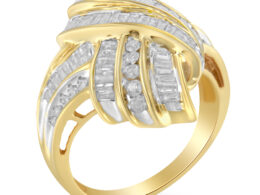 10K Yellow Gold Diamond Bypass Cocktail Ring (1 1/5 Cttw, I-J Color, I2-I3 Clarity) - Size 6