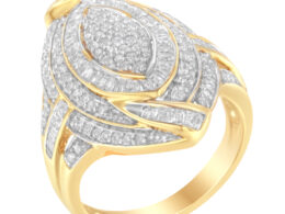 10K Yellow Gold Diamond Cocktail Ring (1 cttw, I-J Color, I2-I3 Clarity)