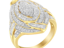 10K Yellow Gold Diamond Cocktail Ring (1 cttw, I-J Color, I2-I3 Clarity)