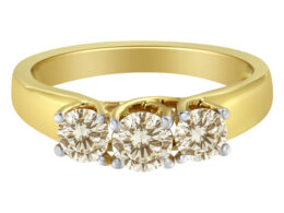 10K Yellow Gold Diamond 3-Stone Ring (1 Cttw, J-K Color, I1-I2 Clarity) - Size 6