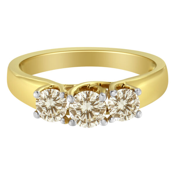10K Yellow Gold Diamond 3-Stone Ring (1 Cttw, J-K Color, I1-I2 Clarity) - Size 6-1/2