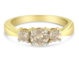 10K Yellow Gold Three Stone Diamond Band Ring (1.00 cttw, J-K Color, I2-I3 Clarity)