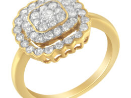 10K Yellow Gold Plated .925 Sterling Silver Diamond Cocktail Ring (3/4 Cttw, J-K Color, I2-I3 Clarity) - Size 6