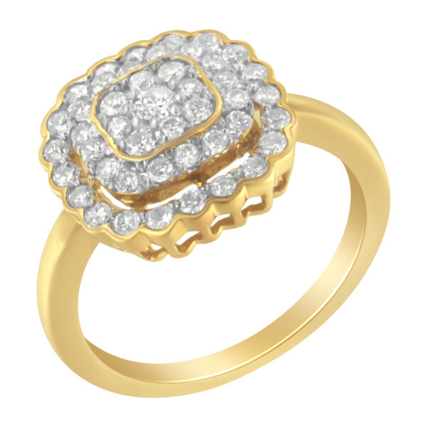 10K Yellow Gold Plated .925 Sterling Silver Diamond Cocktail Ring (3/4 Cttw, J-K Color, I2-I3 Clarity) - Size 7-1/2