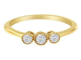 10K Yellow Gold Plated .925 Sterling Silver 3 Stone Diamond Ring (1/4 Cttw, J-K Color, I2-I3 Clarity) - Size 6