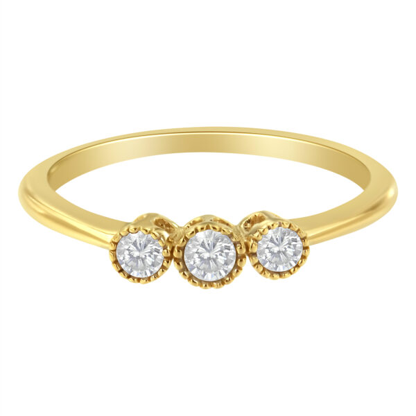 10K Yellow Gold Plated .925 Sterling Silver 3 Stone Diamond Ring (1/4 Cttw, J-K Color, I2-I3 Clarity) - Size 6-1/2