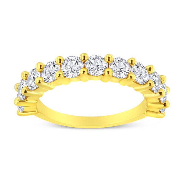 14K Yellow Gold Plated .925 Sterling Silver 1.00 Cttw Round-Cut Diamond 11 Stone Wedding Band Ring (J-K Color, I1-I2 Clarity) - Size 8