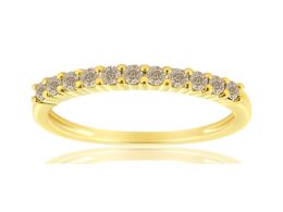 10K Yellow Gold Plated .925 Sterling Silver 1/4 Cttw Champagne Diamond Band Ring - Size 7 (K-L Color, I1-I2 Clarity)