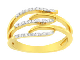 10K Yellow Gold Plated .925 Sterling Silver 1/10 Cttw Round-Cut Diamond Fashion Ring (I-J Color, I1-I2 Clarity) - Size 6