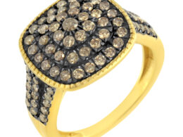 10K Yellow Gold Plated .925 Sterling Silver 1cttw Prong Set Round-Cut Diamond Square Ring (I1-I2 Clarity, J-K Color) - Size 6