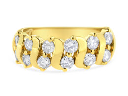 10K Yellow Gold 1.00 Cttw S Link Two Row Diamond Band Ring (K-L Color, I1-I2 Clarity) - Size 5