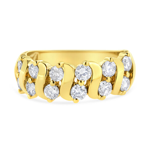 10K Yellow Gold 1.00 Cttw S Link Two Row Diamond Band Ring (K-L Color, I1-I2 Clarity) - Size 5