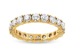 14K Yellow Gold 2.00 Cttw Shared Prong Set Round Cut Diamond Eternity Band (J-K Color, VS1-VS2 Clarity) - Ring Size 6