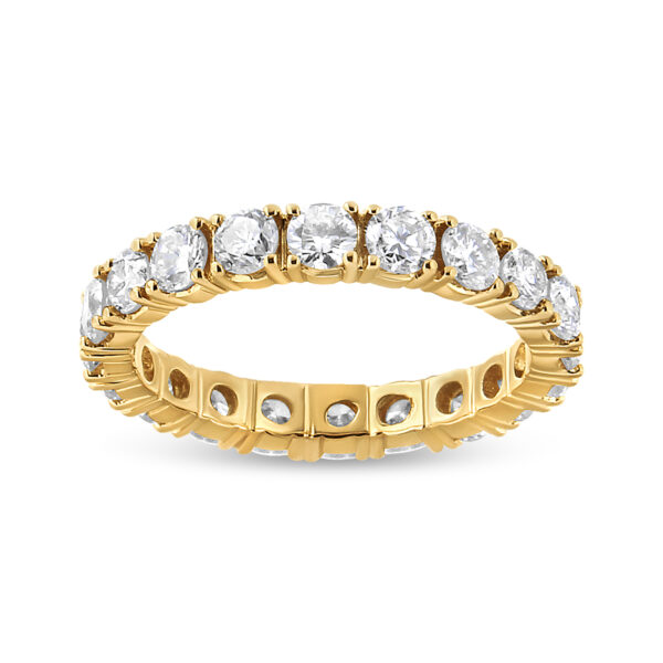 14K Yellow Gold 2.00 Cttw Shared Prong Set Round Cut Diamond Eternity Band (J-K Color, VS1-VS2 Clarity) - Ring Size 6