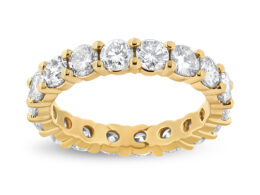 14K Yellow Gold 3.00 Cttw Shared Prong Set Round Cut Diamond Eternity Band (J-K Color, VS1-VS2 Clarity) - Ring Size 6
