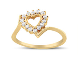 10K Yellow Gold Plated .925 Sterling Silver 1/4 Cttw Diamond Open Heart Promise Ring - Size 5