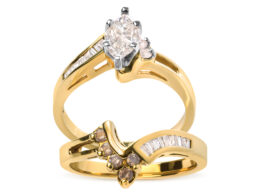 14K Two Tone 3/4 Cttw Diamond Engagement Ring Set (H-I Color, SI1-SI2 Clarity)