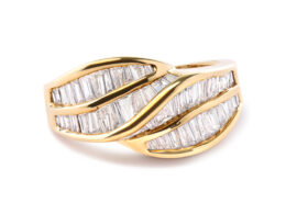 14K Yellow Gold Channel Set 1 1/3 Cttw Diamond Swirl and Weave Ring Band (H-I Color, SI1-SI2 Clarity) -Ring Size 7