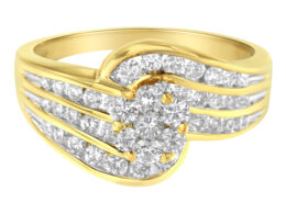 14K Yellow Gold Diamond Cocktail Bypass Ring (1 1/2 Cttw, H-I Color, SI2-I1 Clarity) - Size 7