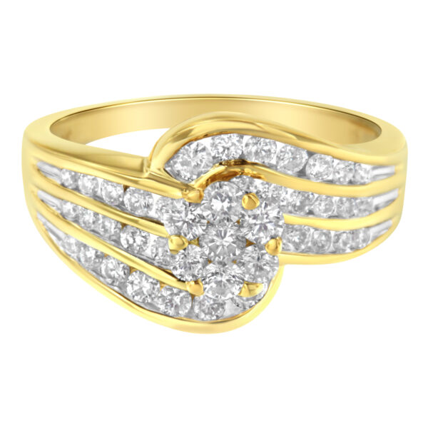 14K Yellow Gold Diamond Cocktail Bypass Ring (1 1/2 Cttw, H-I Color, SI2-I1 Clarity) - Size 9-1/2