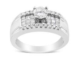 14K White Gold 1.00 Cttw 4 Prong Solitaire Set Diamond Cocktail Fashion Ring (I1-I2 Clarity, H-I Color) - Size 7