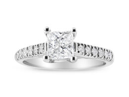 14K White Gold 1 1/5 Cttw 4-Prong Set Princess Diamond Classic Engagement Ring (I1-I2 Color, H-I Clarity) Ring Size 5